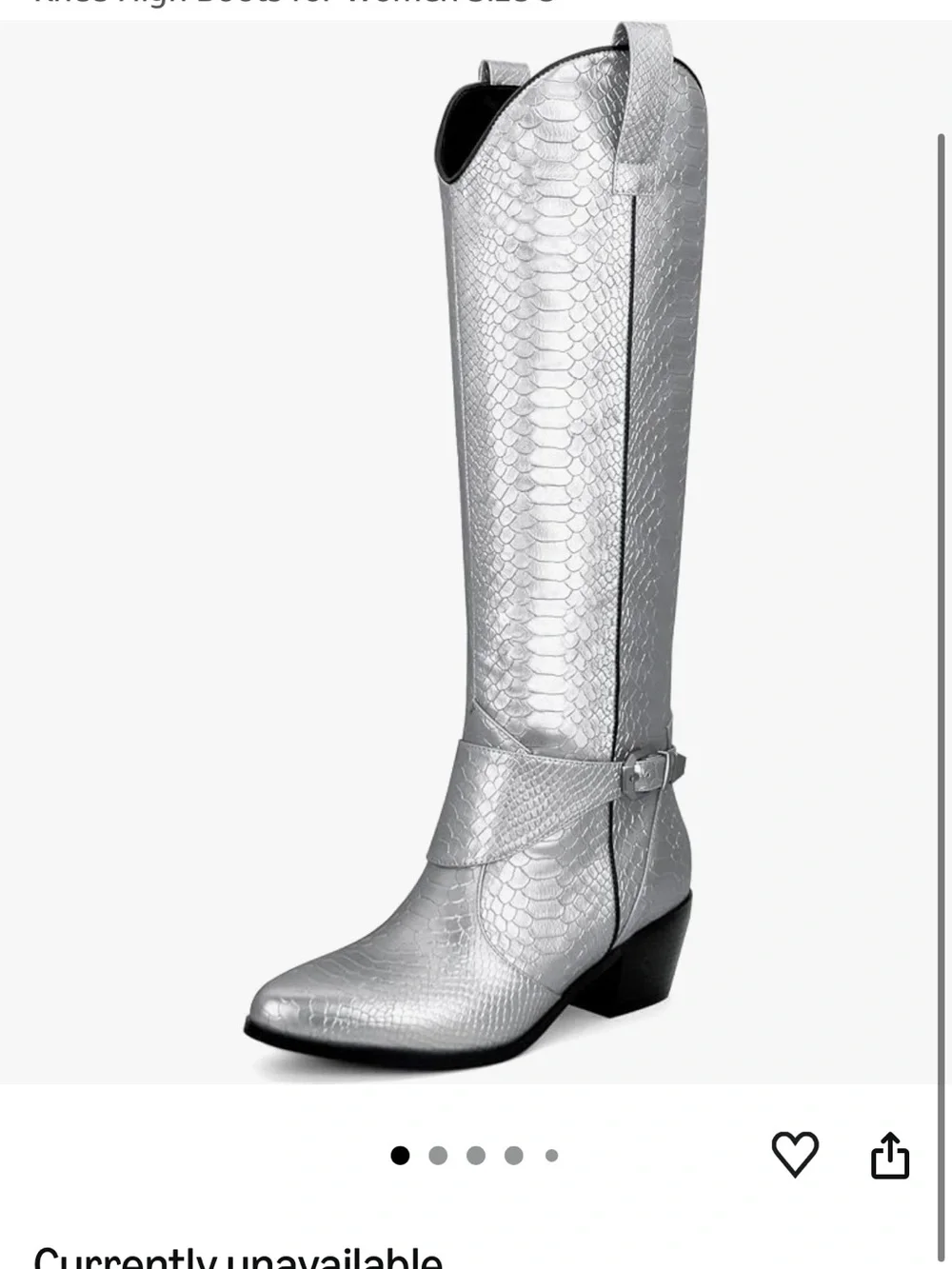 Silver Textured Over-the-Knee Women's Boots